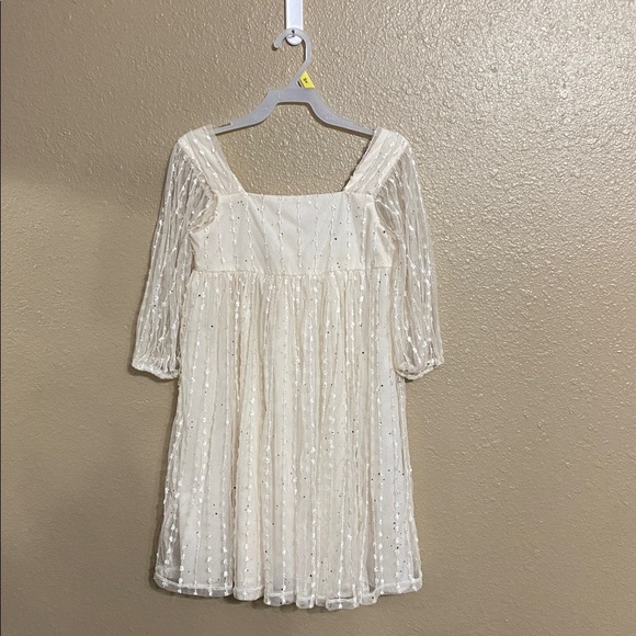 Wonder Nation Cream Kids Dress with Sheer Sleeves -size 8 - Picture 1 of 8